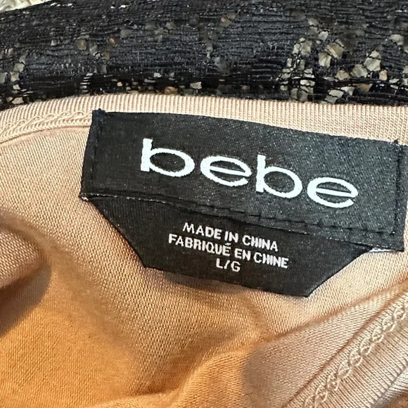 bebe Black and Brown Lace Long Sleeve Dress - Picture 2 of 3